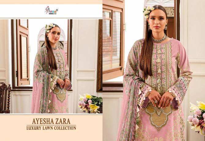 Ayesha Zara Luxury Lawn Collection By Shree Embroidery Patch Cotton Pakistani Suits Wholesale Online
